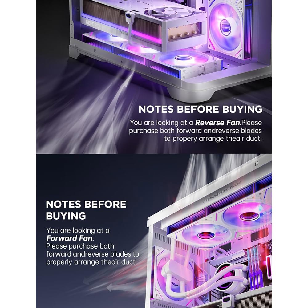 AsiaHorse Dawn Pro 120mm 케이스 팬, ARGB PWM 1850RPM / 68CFM 공기 흐름, 순방향 및 역방향 블레이드 디자인, 저소음, 정밀 HDB 베어링 - 상세 이미지 2