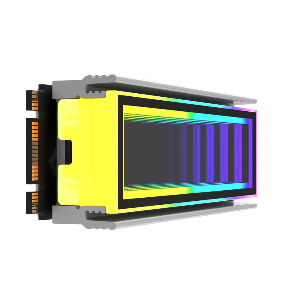 M.2 2280 ARGB 하드 드라이브 방열판 냉각 M2.2280 SSD 쿨러 5V 3핀 주소 지정 가능 RGB 동기화 멀티 메인보드 효율적인 방열 라디에이터(검은색) Black - 상세 이미지 2