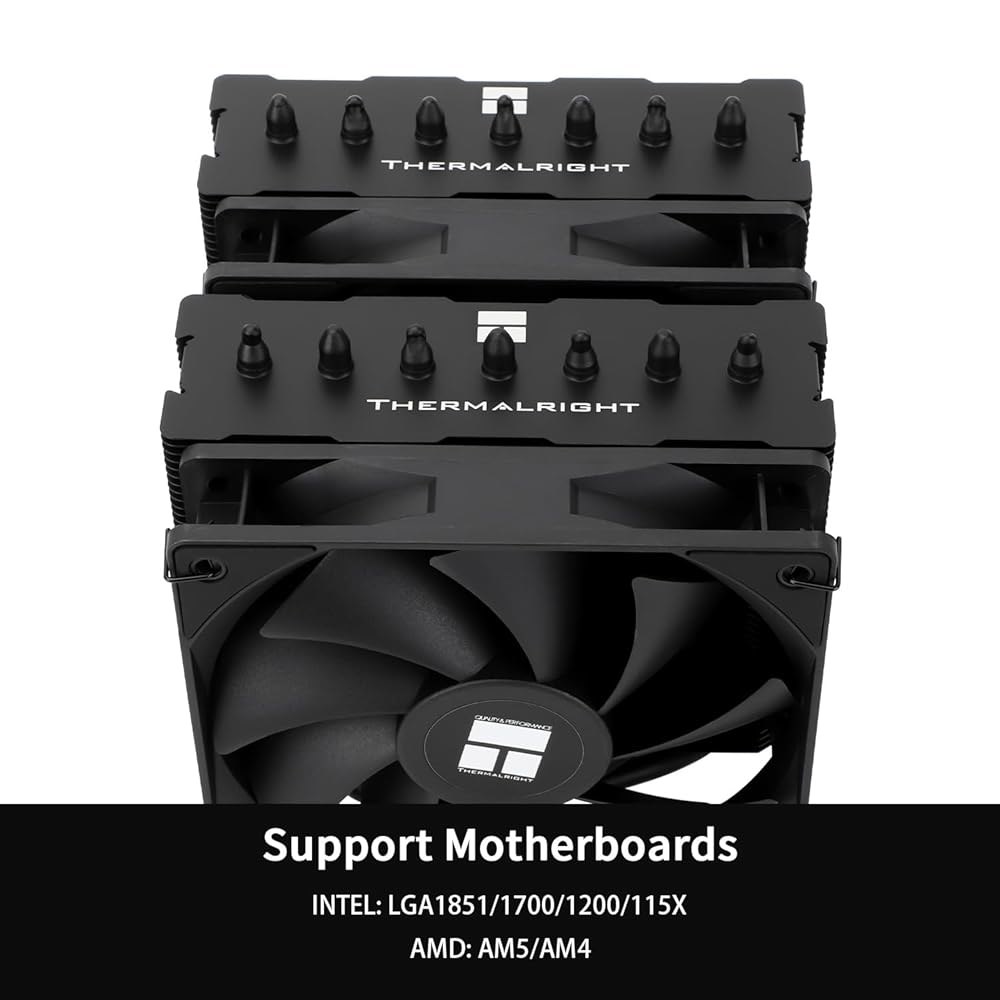 Thermalright Phantom Spirit 120 SE 블랙 CPU 쿨러, 듀얼 TL-C12B V2 PWM 팬 및 더블 타워, 7 히트 파이프 히트싱크 AM4 / AM5 - 상세 이미지 3