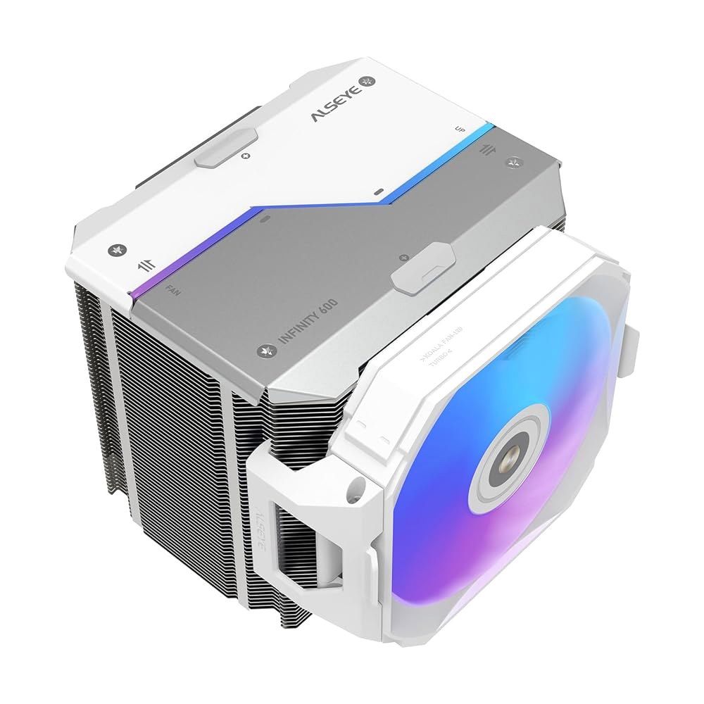 ALSEye i600 듀얼 타워 CPU 에어쿨러 260W TDP 6 히트 파이프 ARGB 조명 동기화, 인텔 LGA 115X /1200 /1700 /1851 및 AMD AM4 /A - 상품 이미지