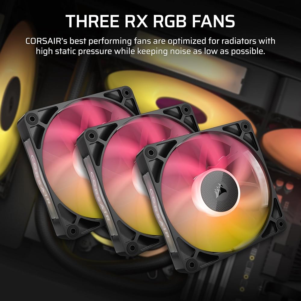 CORSAIR iCUE 링크 타이탄 360 RX RGB 액체 CPU 쿨러 u2013 360mm AIO 저소음 플로우드라이브 냉각 엔진 인텔 LGA 1851/1700, AMD AM5 - 상세 이미지 3