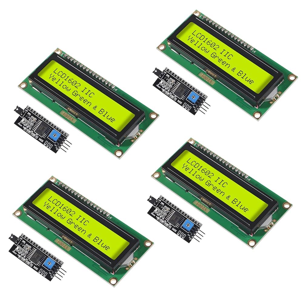 4Pcs LCD1602 1602 LCD 모듈 녹색 화면 16x2 문자 디스플레이(IIC I2C 직렬 인터페이스 어댑터 포함) blue - 1602 LCD - 상품 이미지