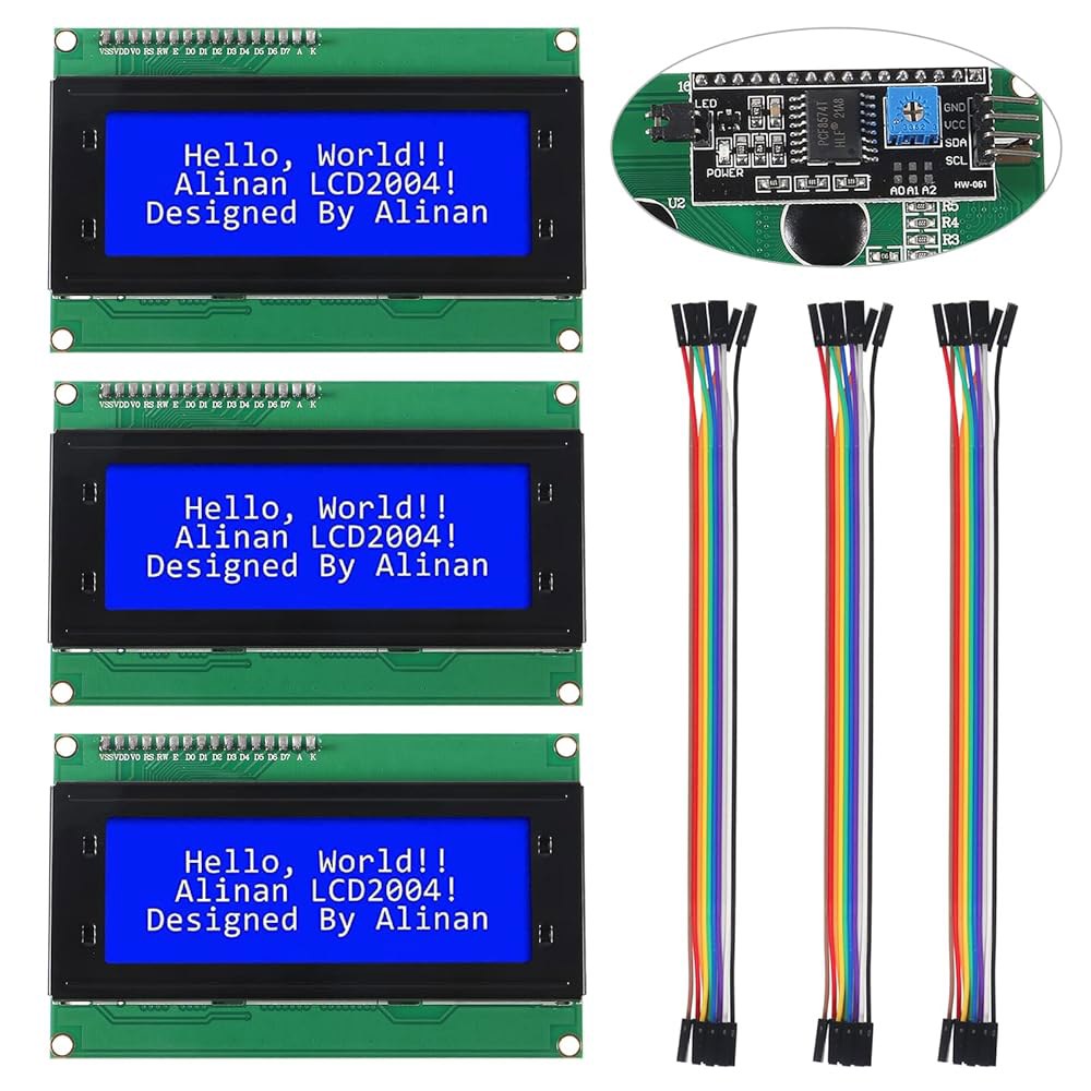 알리난 3pcs IIC I2C TWI 시리얼 LCD 2004 20X4 디스플레이 블루 스크린 및 모듈 인터페이스 어댑터 - 상품 이미지