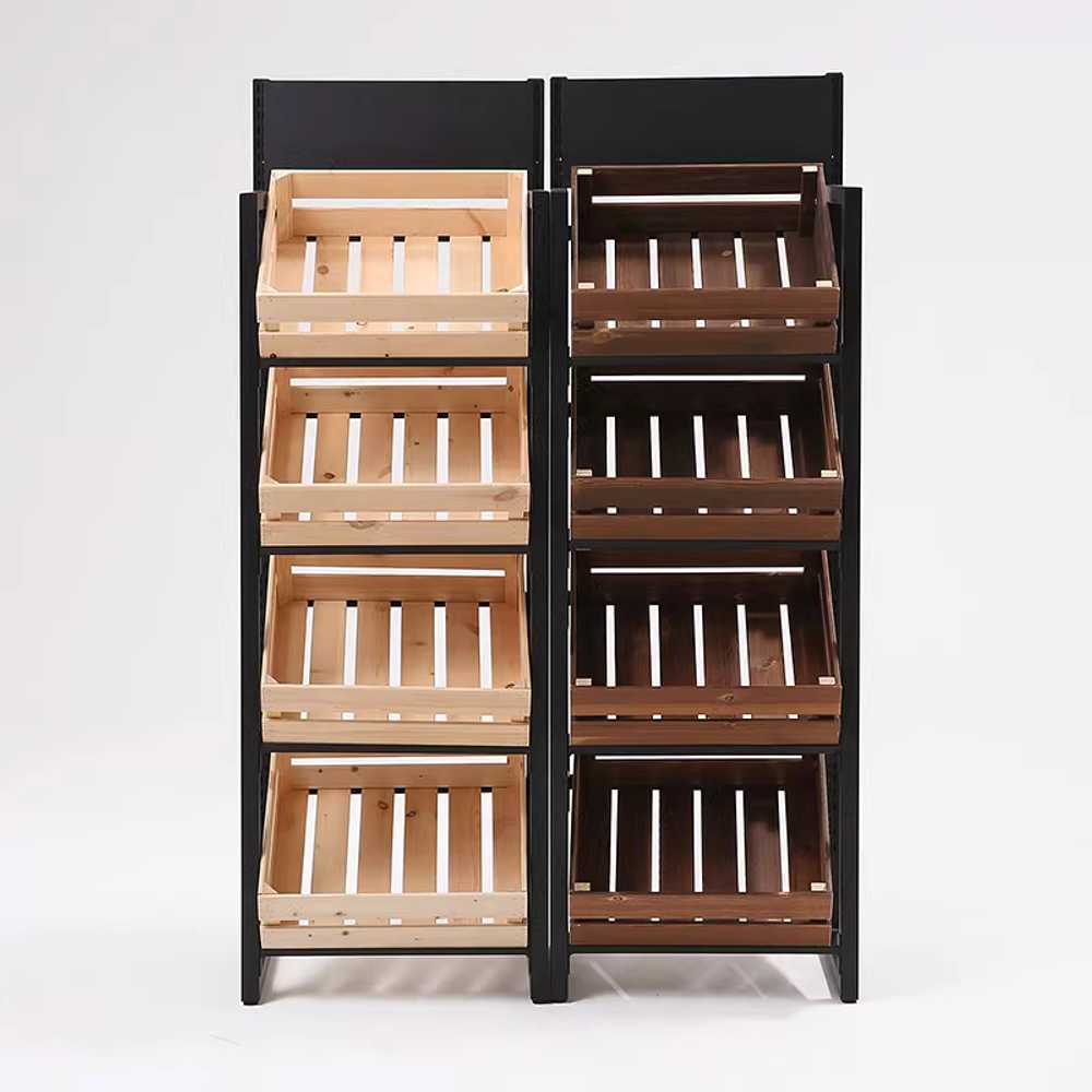우드 진열대 카페 장식 선반 과일 베이커리 분류 디피 52x35x160cm / 천연색 바구니 - 상세 이미지 2