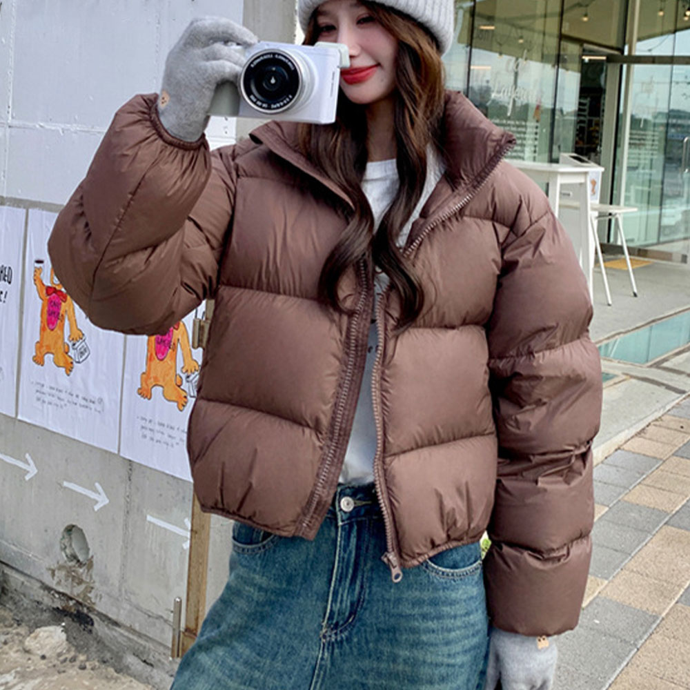 루즈핏 하이넥 크롭 숏 패딩 2color DK-1004628 - 상품 이미지