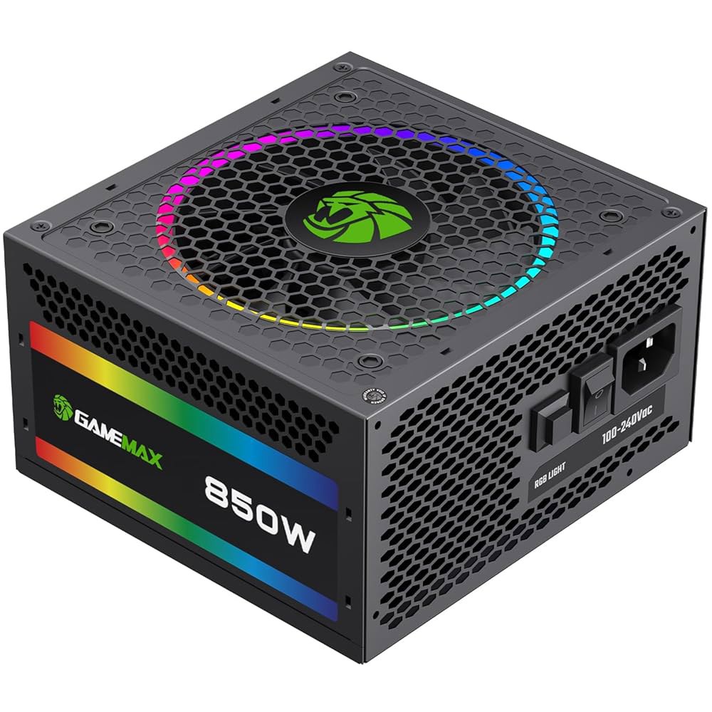 GAMEMAX 850W 전원 공급, 완전 모듈식, 80 플러스 골드, 마더보드와 ARGB 동기화, RGB-850 Pro RGB850-PRO - 상품 이미지