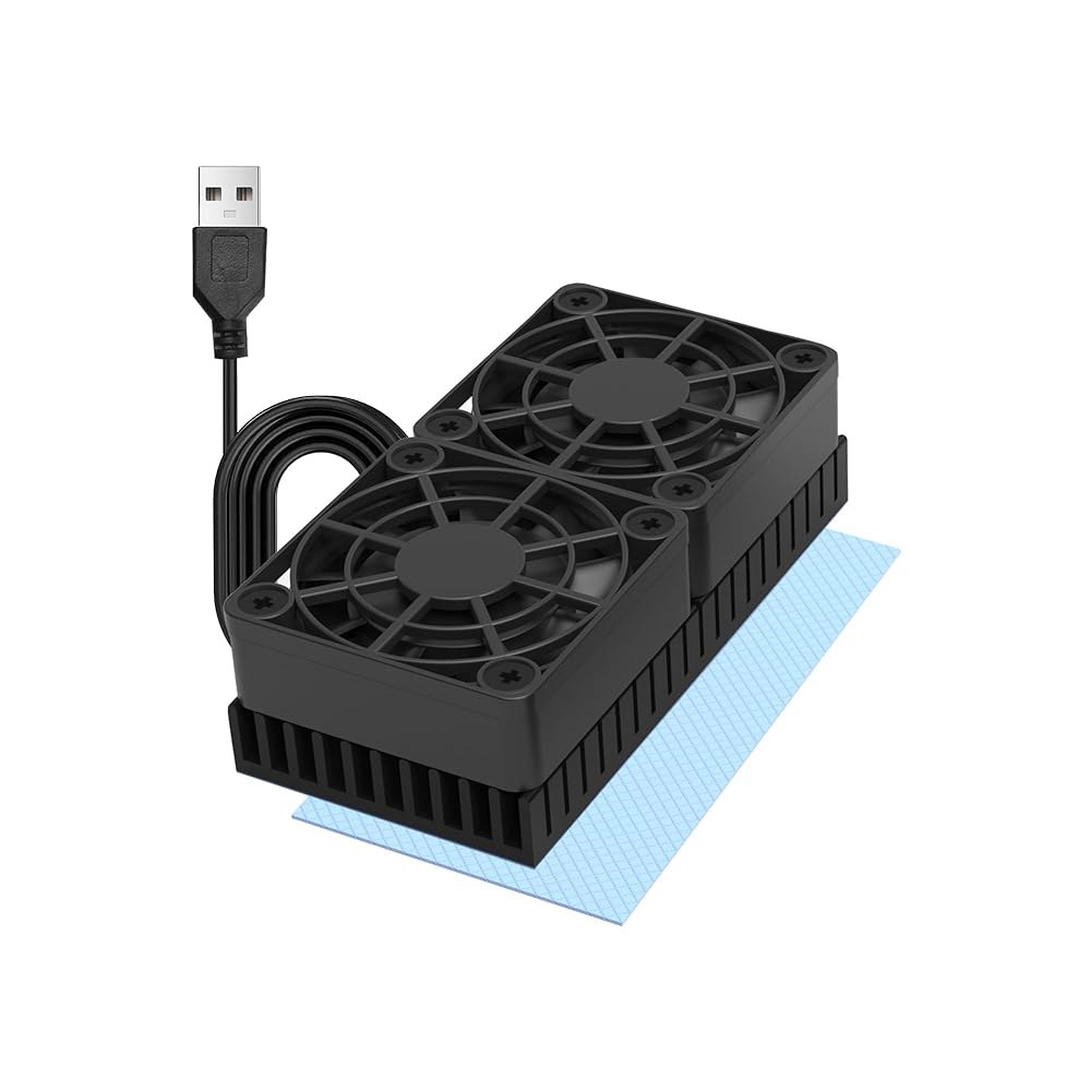 PANO-Mounts 40mmx2 미니 USB 라디에이터 팬 무소음 및 효율적인 4010 팬, 그래픽 카드용 알루미늄 방열판 열 패드 포함 라우터 HDD 3D 프린터 - 상품 이미지