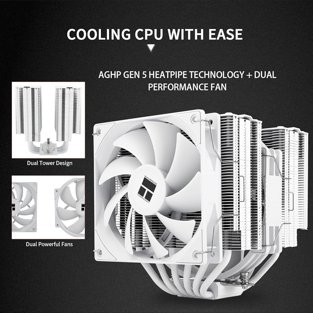 Thermalright 피어리스 어쌔신 140 화이트 CPU 쿨러, 6개의 히트 파이프 PC 듀얼 타워 및 PWM 팬, AMD용 컴퓨터 에어 쿨러 AM4 AM5 인텔 LGA1150 - 상세 이미지 2