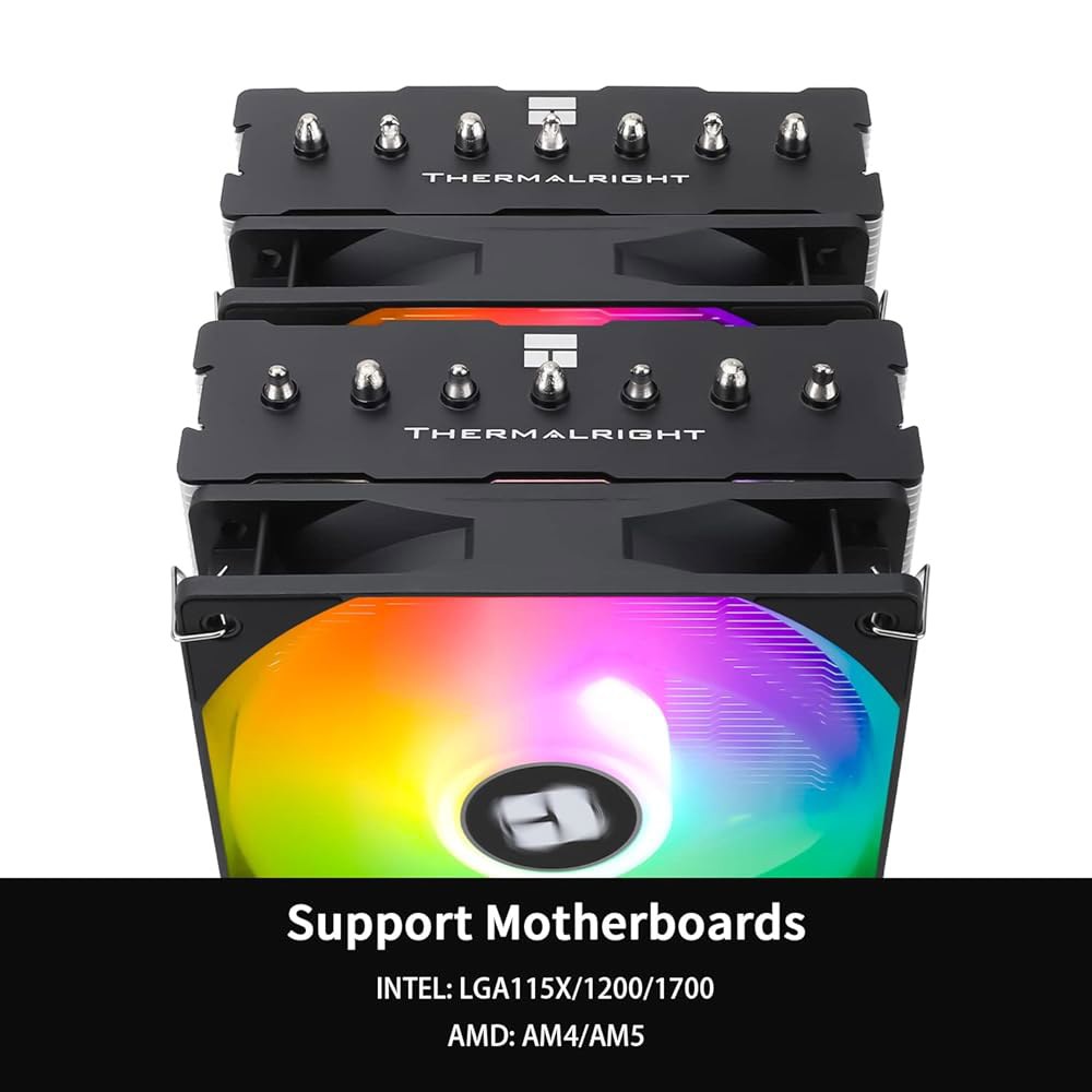 Thermalright PS120SE ARGB CPU 에어 쿨러, 7 히트 파이프 듀얼 120mm TL-C12B-S V2 PWM 팬, AG 4.0 기술, S-FDB 베어링, AMD - 상세 이미지 3