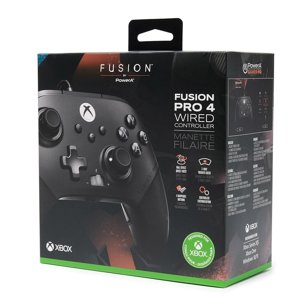 PowerA FUSION Pro 4 Xbox Series X|S용 유선 컨트롤러, 조절 가능한 높이 엄지 스틱, 홀 효과 매핑 버튼, 공식 라이선스, One 및 Windows 10 - 상세 이미지 2