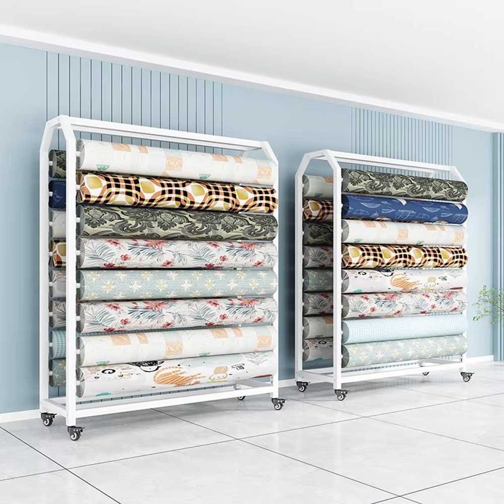 원단 행거 리본 샘플 수납 포장지 길이 스탠드 선반 170x45x200cm 8단 파이프/바퀴 포함 - 상세 이미지 5