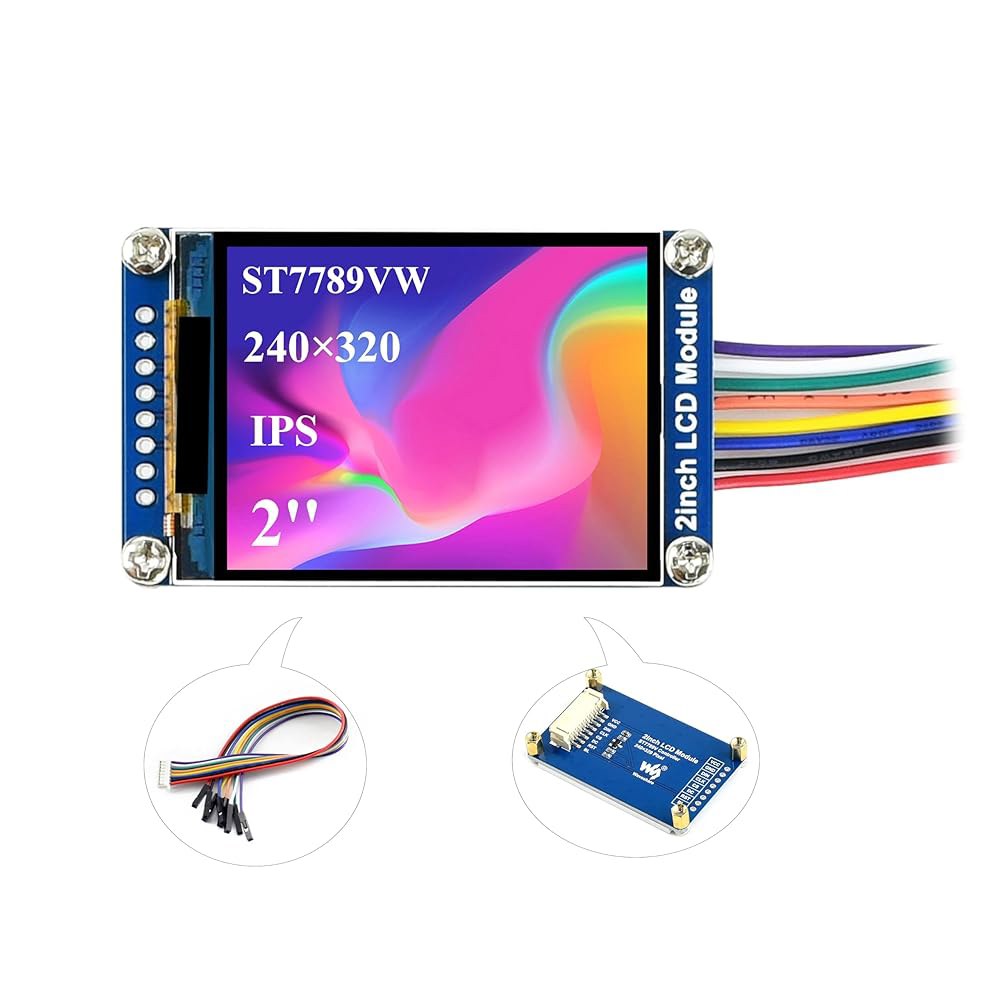 웨이브셰어 2인치 미니 LCD 화면 - 라즈베리 파이 / 아두이노 STM32, 240x320 해상도 IPS 디스플레이, 262K RGB 색상, 내장 ST7789VW 드라이버, SP - 상품 이미지