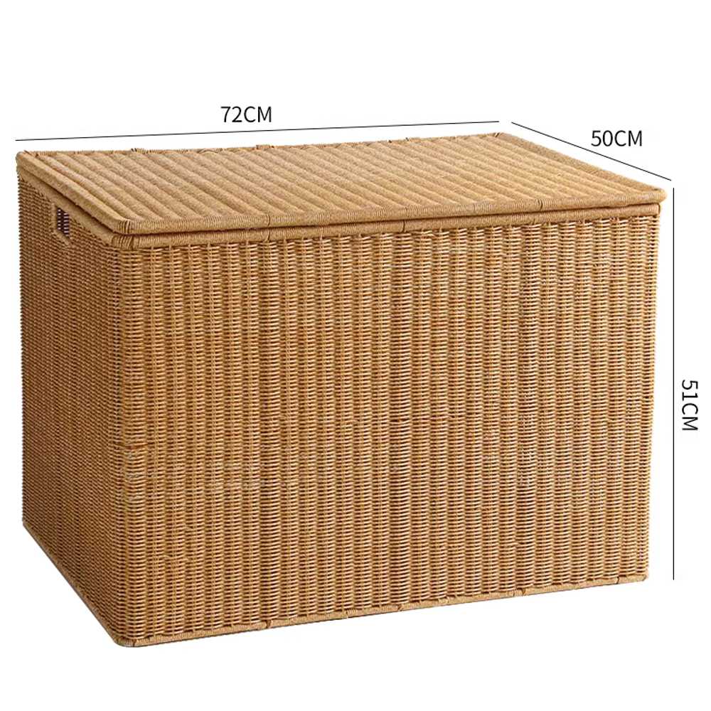 라탄 바구니 초대형 주방 캐비닛 보관 와이드 왕골 50x35x30/31cm 라이트 브라운 이미지 8