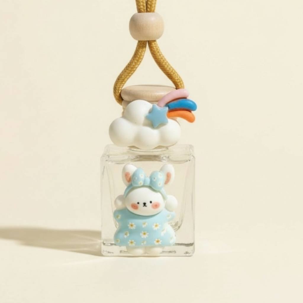 (걸이형) 차량방향제 공병 구름 위 토끼, 10ml, 1개 - 상품 이미지
