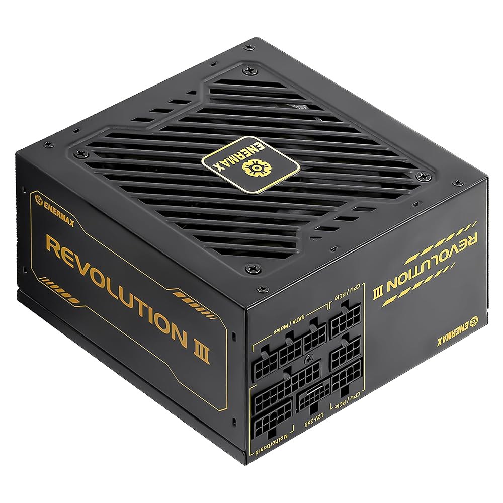 ENERMAX Revolution III 1000 - 완전 모듈형 PC 전원 공급 장치 1000와트 80 플러스 골드 600W 12V-2x6 커넥터 100 일본 커패시터 슬리브 - 상품 이미지