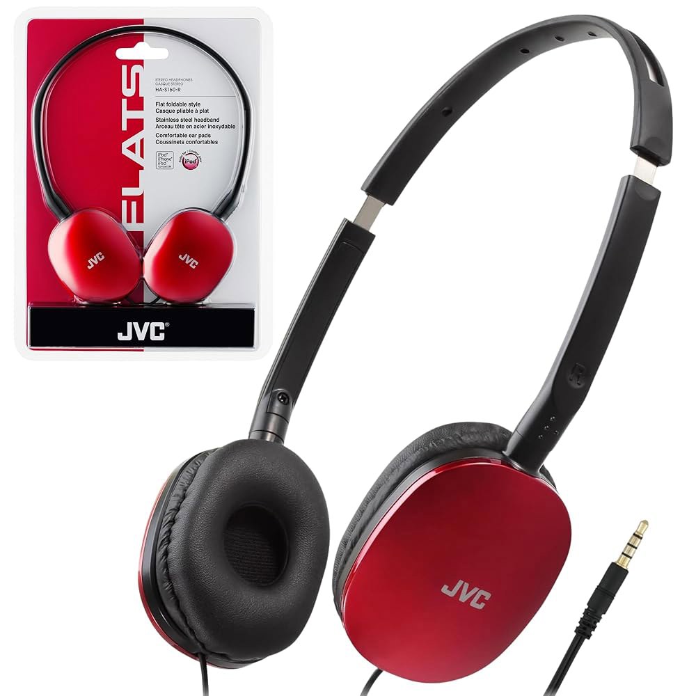 JVC 플랫 온이어 유선 헤드폰 - 평평한 접이식 디자인 강력한 사운드를 위한 30mm 드라이버 편안함을 부드러운 이어패드 u2013 스틸 헤드밴드 가볍고 휴대하기 쉬운 PC / - 상품 이미지