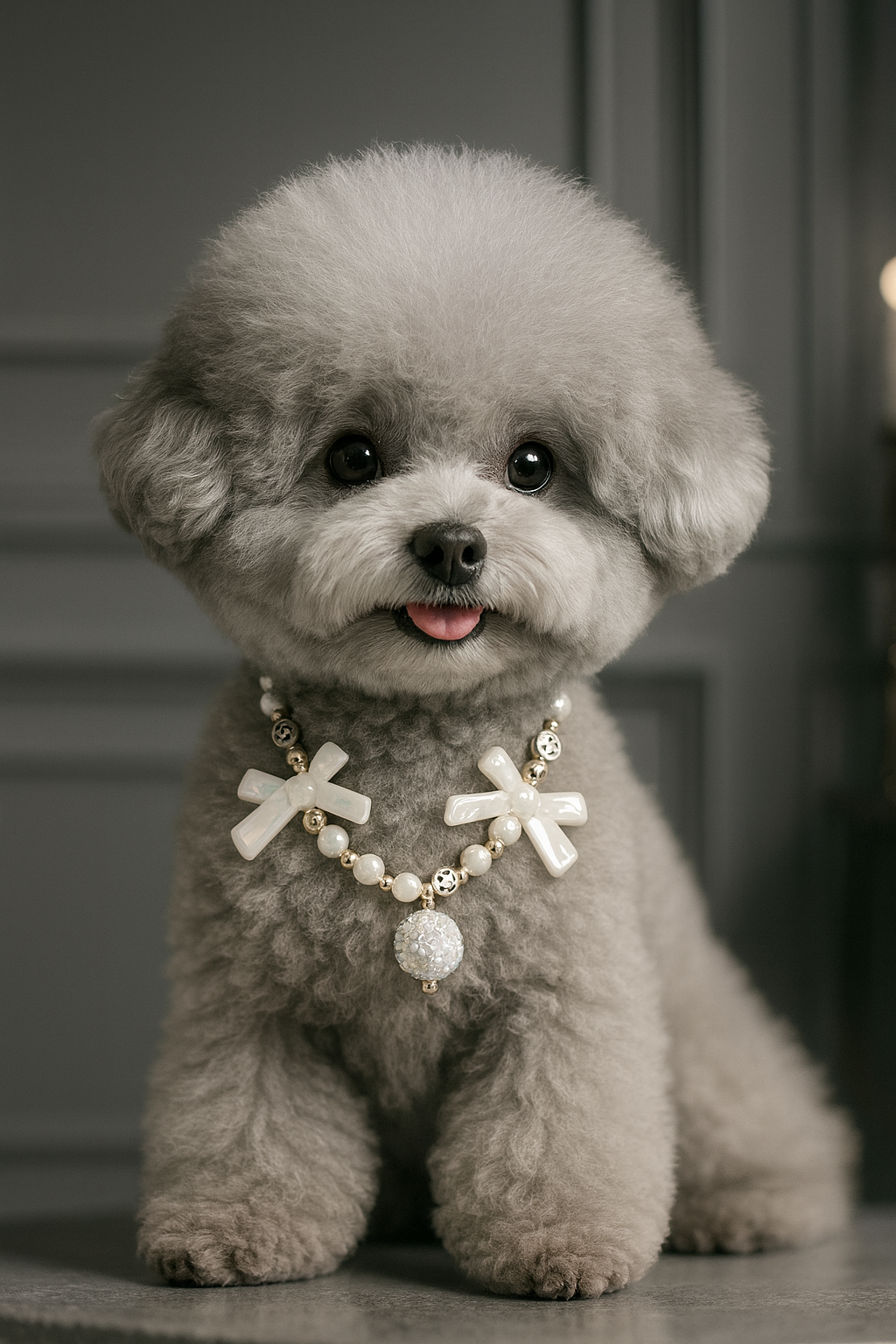 강아지 각인 진주 목걸이 비즈 인식표 고양이 반려동물 이름표 산책선물 데이지 크리스탈