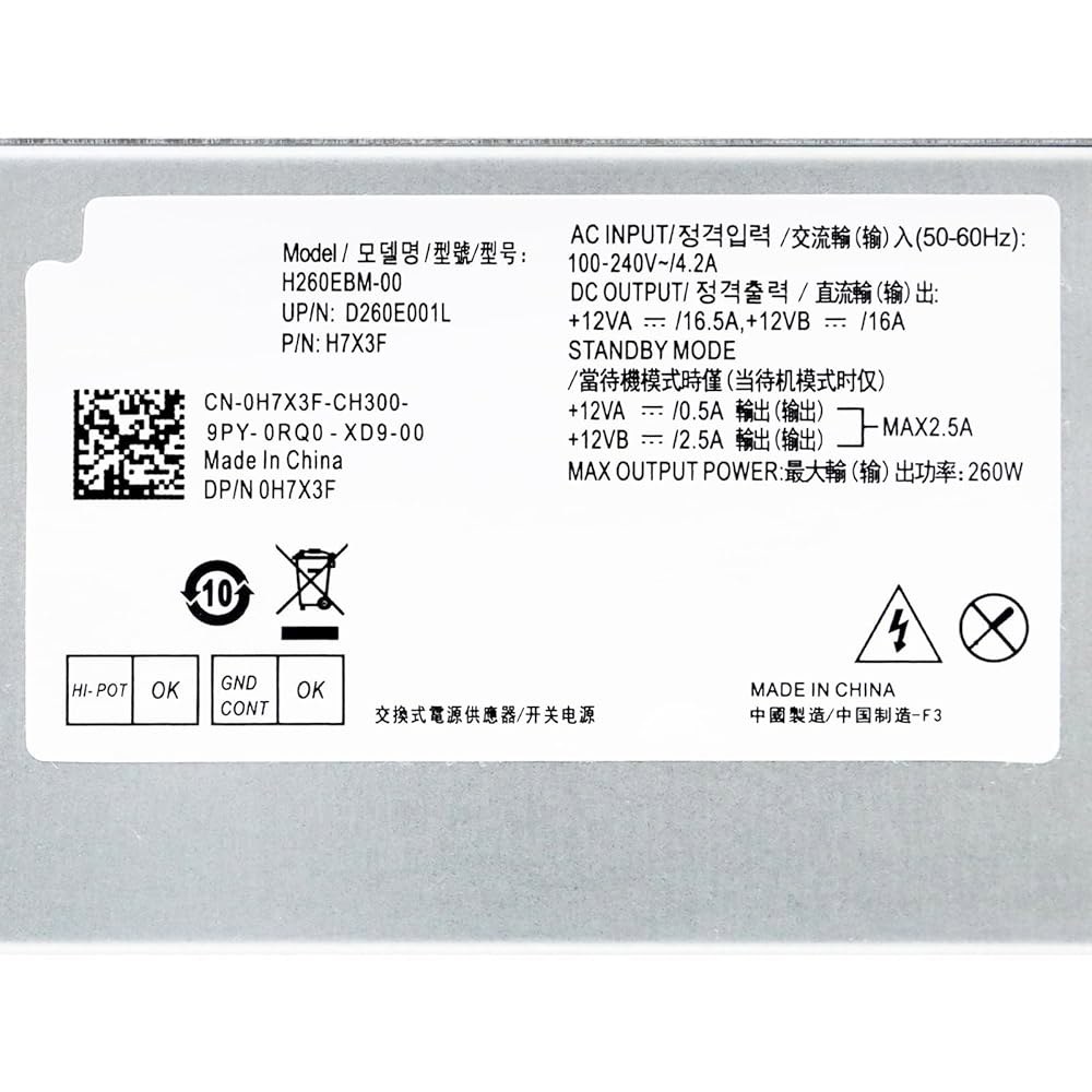 LXun 업그레이드된 260W H260EBM-00 전원 공급 장치, Dell Opt ex 3050 3060 3050M 5050 6060 7050 7060 7080 3080 5080 - 상세 이미지 3