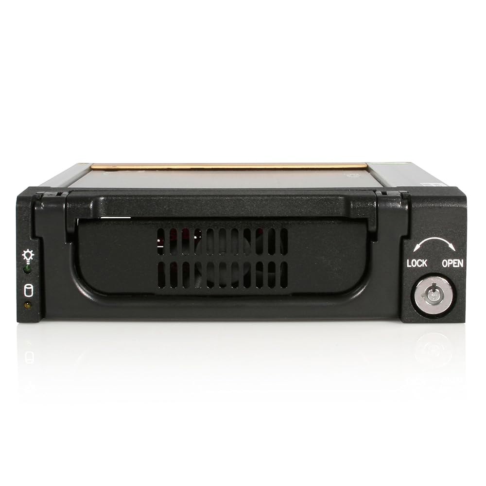 StarTech.com 5.25인치 러기드 SATA 하드 드라이브 모바일 랙 서랍 - 알루미늄 탈착식 베이(DRW150SATBK), 블랙 Tray-less - 상세 이미지 3