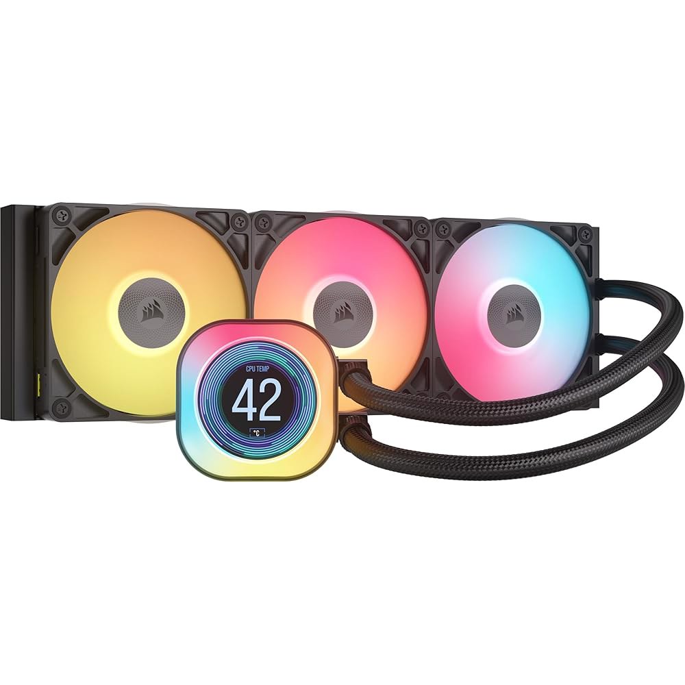 CORSAIR iCUE 링크 타이탄 360 RX LCD 액체 CPU 쿨러 u2013 360mm AIO 저소음 플로우드라이브 냉각 엔진 인텔 LGA 1851/1700, AMD AM5 - 상품 이미지