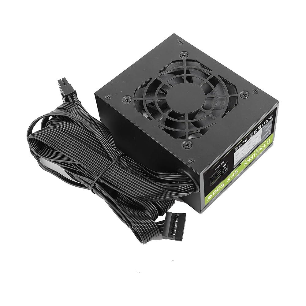 ICEHARKS SFX 전원 공급 장치 500w 액티브 PFC PSU, 110-240V, 저소음 데스크탑 게임 서버 폼 팩터 컴퓨터 ICEHARKS,Black - 상세 이미지 2