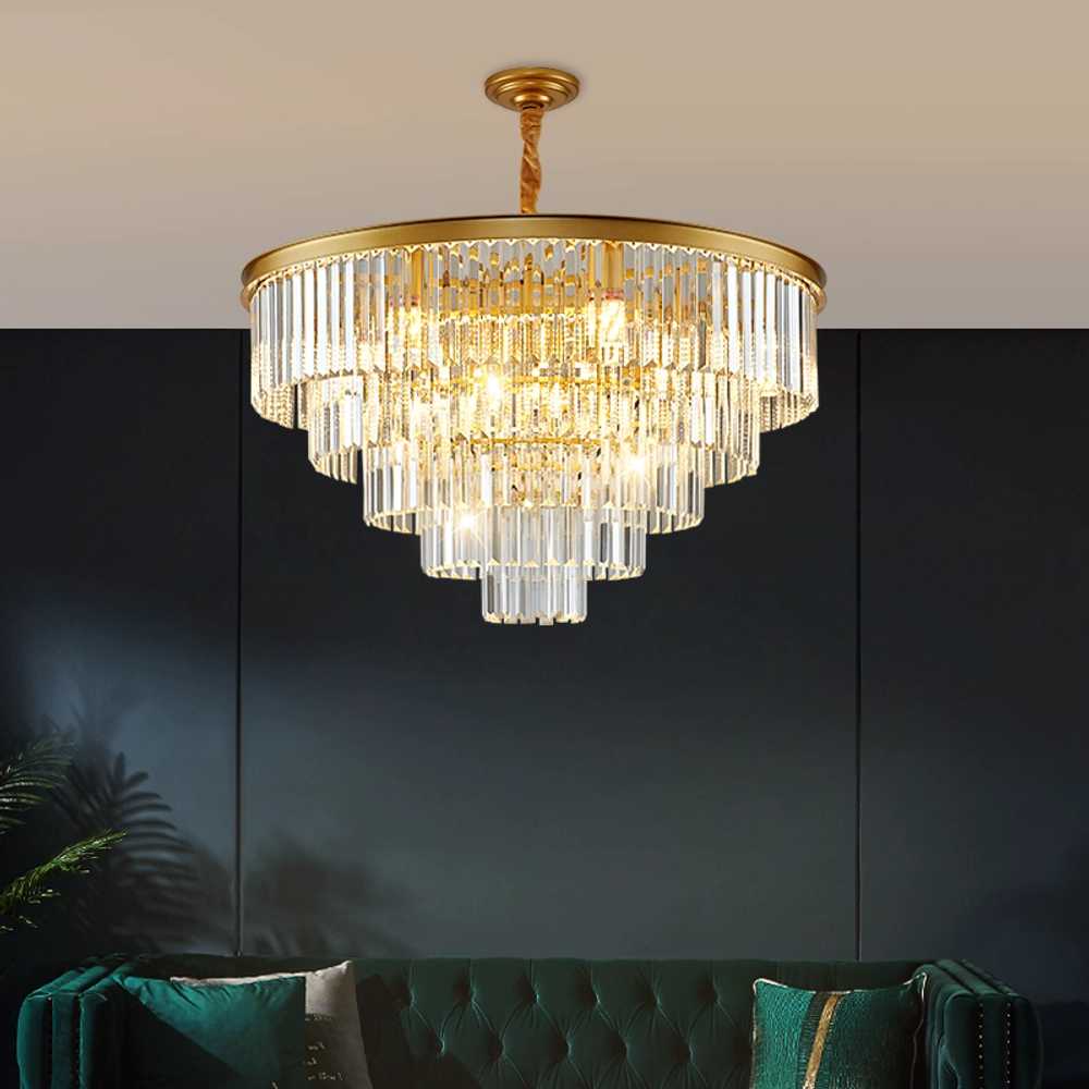 크리스탈 샹들리에 홈 식탁등 프랑스 홀 복도 앤틱 50x30cm 3단 / LED 삼색 조명 - 상세 이미지 3