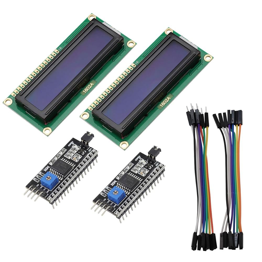 VKLSVAN 2PCS 1602A 16x2 블루스크린 LCD 화면 모듈 + IIC / I2C TWI SPI 시리얼 인터페이스, 남성에서 여성으로 8P, 여성에서 8P 점퍼 포함 - 상품 이미지