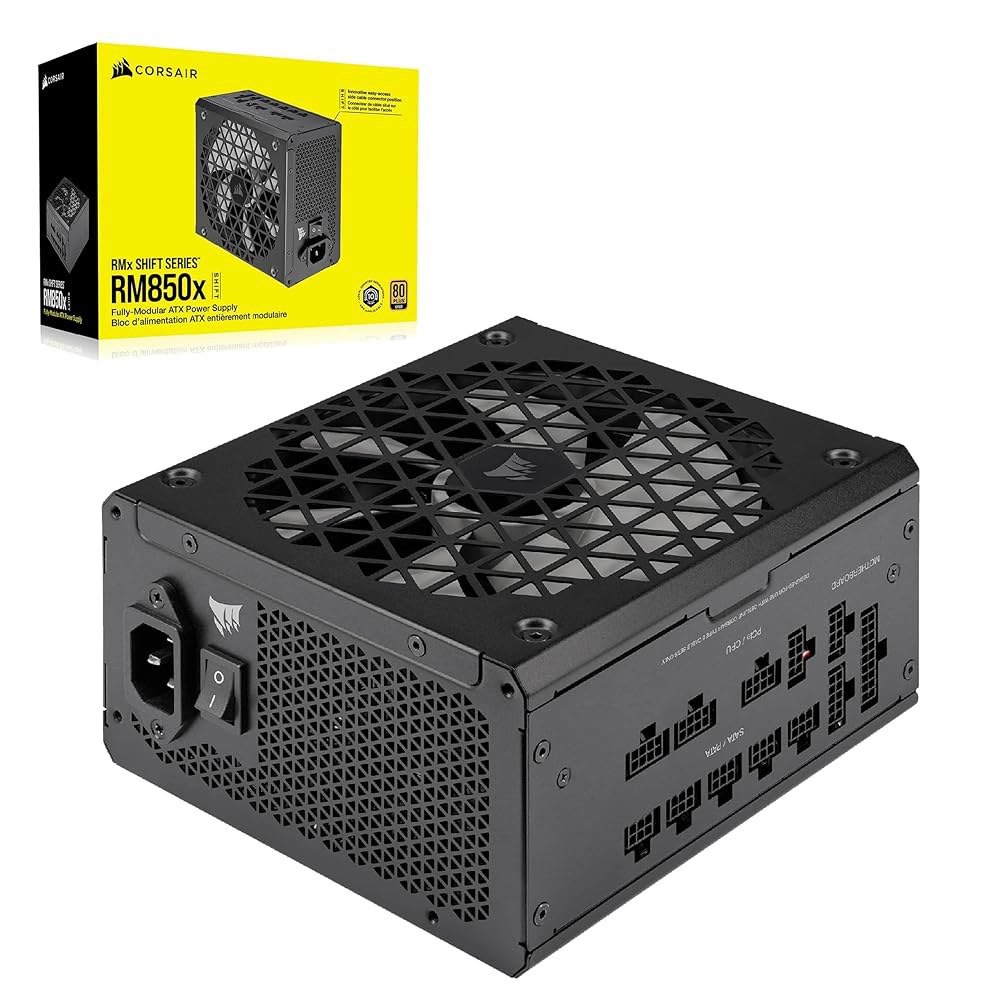 Corsair RM850x 시프트 완전 모듈식 ATX 전원 공급 장치 - 80 플러스 골드 3.1 PCIe 5.1 제로 RPM 사이드 인터페이스 블랙 - 상품 이미지
