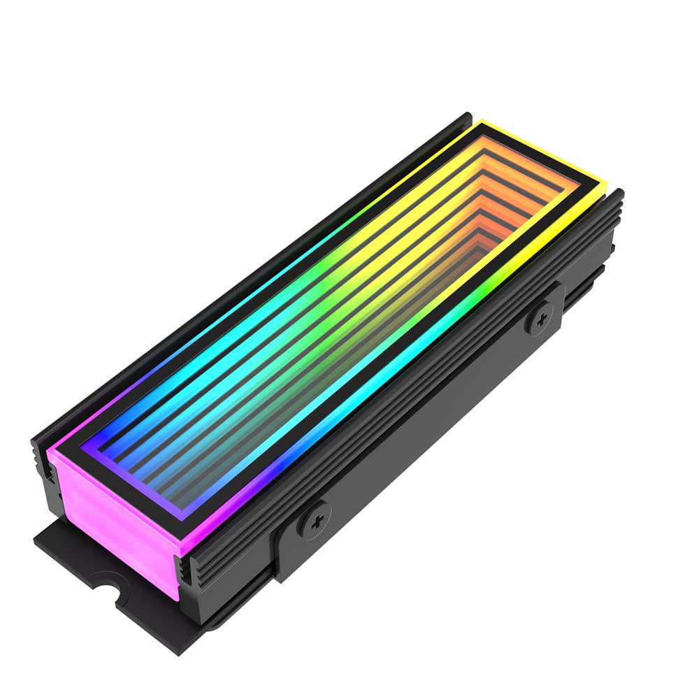 M.2 2280 ARGB 하드 드라이브 방열판 냉각 M2.2280 SSD 쿨러 5V 3핀 주소 지정 가능 RGB 동기화 멀티 메인보드 효율적인 방열 라디에이터(검은색) Black - 상품 이미지