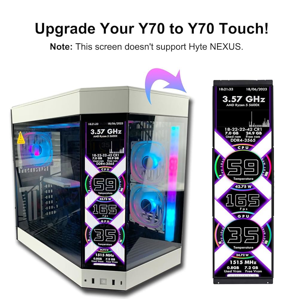 Hyte Y70 2K 2560x720 IPS용 와세코 14.5인치 LCD 터치스크린 모니터 Windows Aida64 CPU GPU 온도 모니터링용 HDMI USB C 디스플레이 - 상세 이미지 2