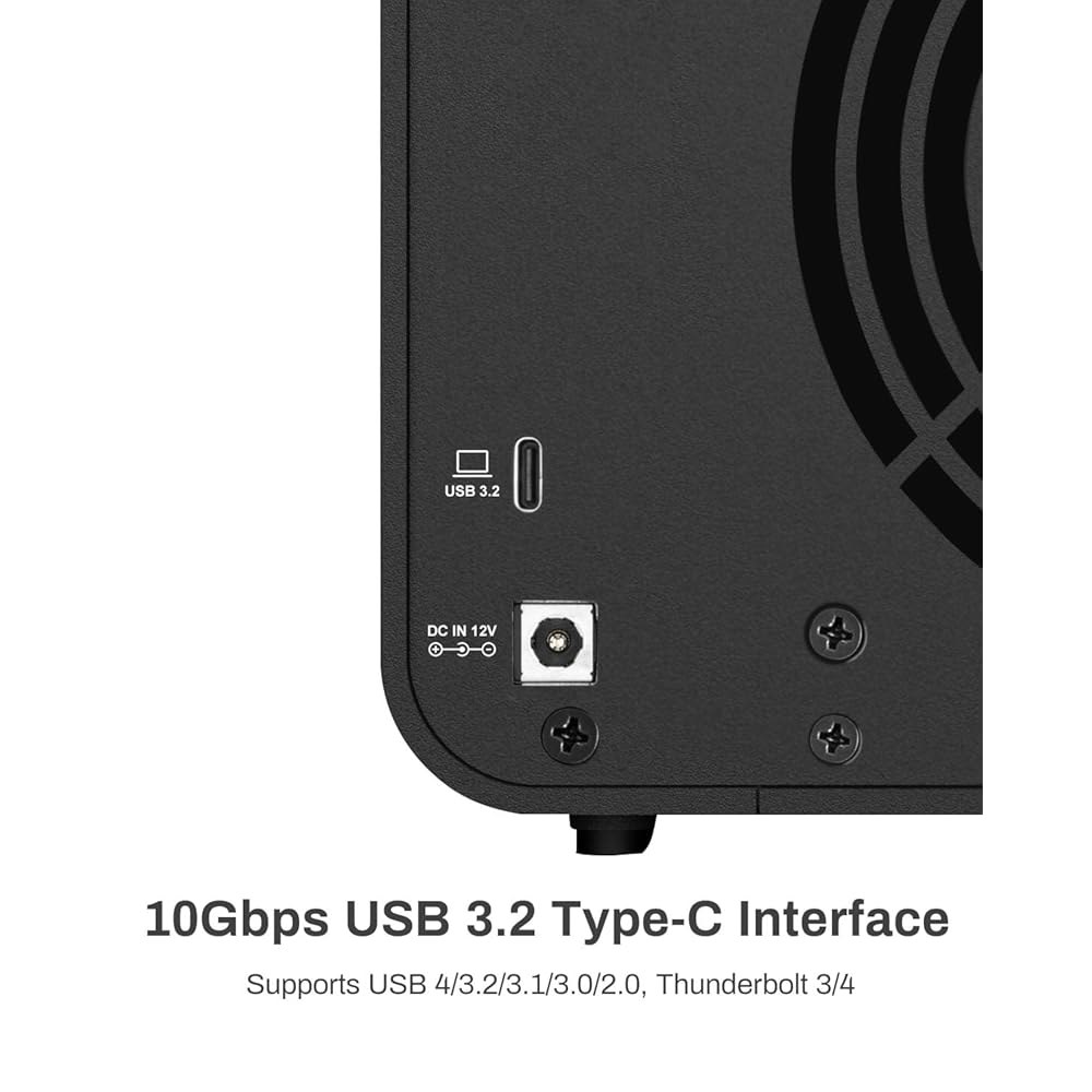 테라마스터 D4-320 외장 하드 드라이브 인클로저 - 4bay USB 3.2 Gen2 10Gbps 타입-C 스토리지 핫 스왑 가능 플러그 앤 플레이(디스크리스) D2-320 - 상세 이미지 3
