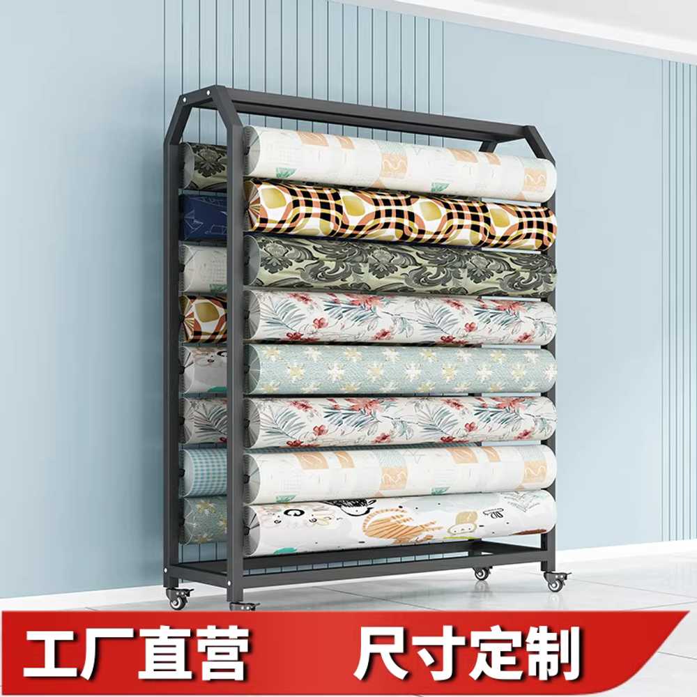 원단 행거 리본 샘플 수납 포장지 길이 스탠드 선반 170x45x200cm 8단 파이프/바퀴 포함 - 상세 이미지 3