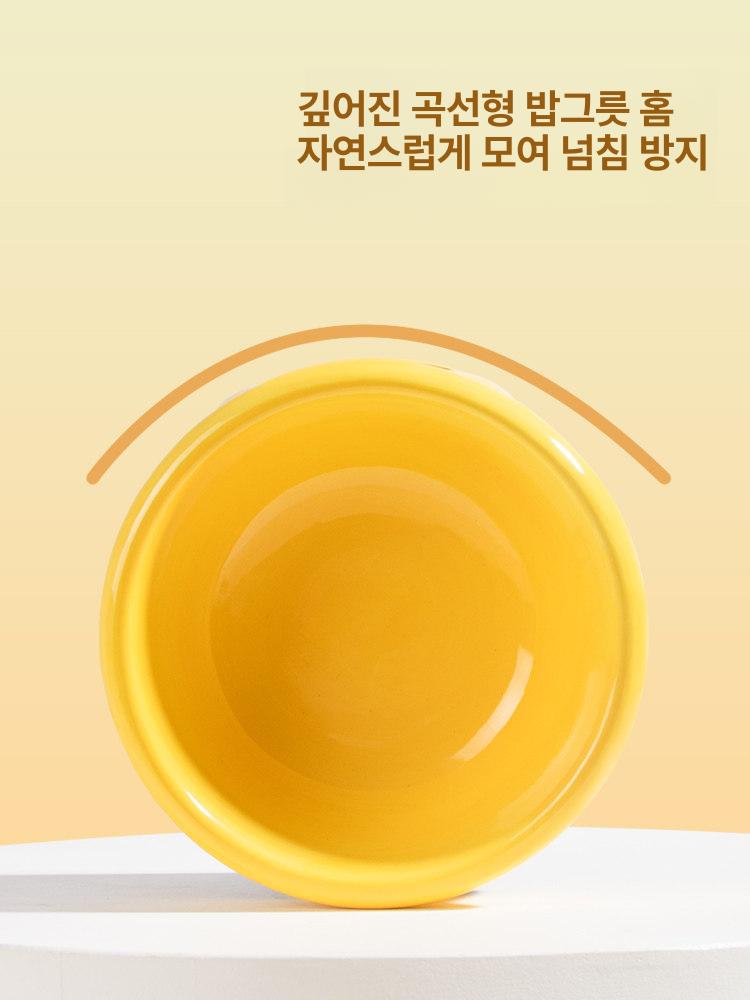 고양이도자기사료그릇 대구경 고양이밥그릇 고양이물그릇 강아지밥그릇 더블 볼 허니캔+스위트콘 높이 조절 목 보호 블랙 베이스 방지 - 상세 이미지 5