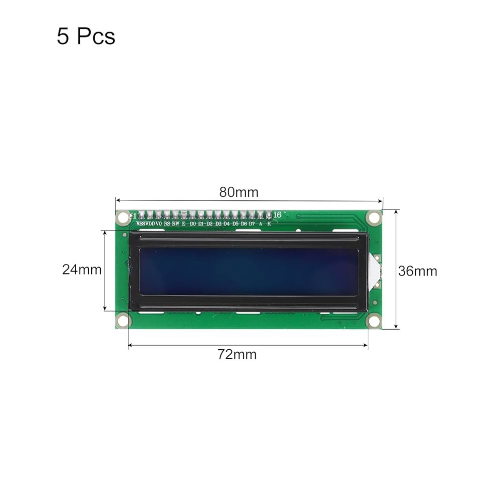 MECCANIXITY 5Pcs LCD 1602 디스플레이 모듈 3.3V, 블루 화면 백라이트 16x2 인터페이스 어댑터 3 - 상세 이미지 2
