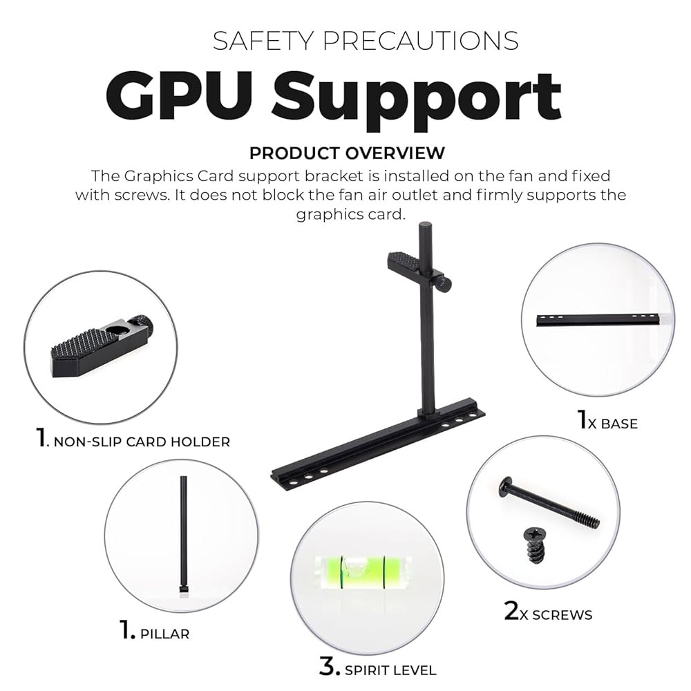 프 도 GPU 지지 브래킷, 그래픽 카드 홀더, 지지대, 비디오 처짐 홀더 팬, 알루미늄, 조절 높이 18-110mm의 가능한 방지 스탠드 - 상세 이미지 2