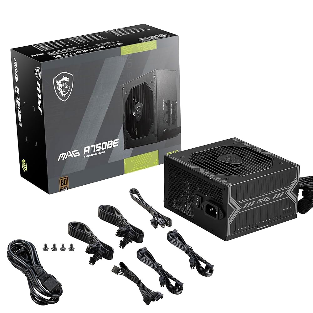 MSI MAG A750BE, 세미 모듈러 컴팩트 750W ATX 전원 공급 장치, 80개 이상 청동, 저소음 팬, 액티브 PFC 설계, 5년 보증 - 상세 이미지 3