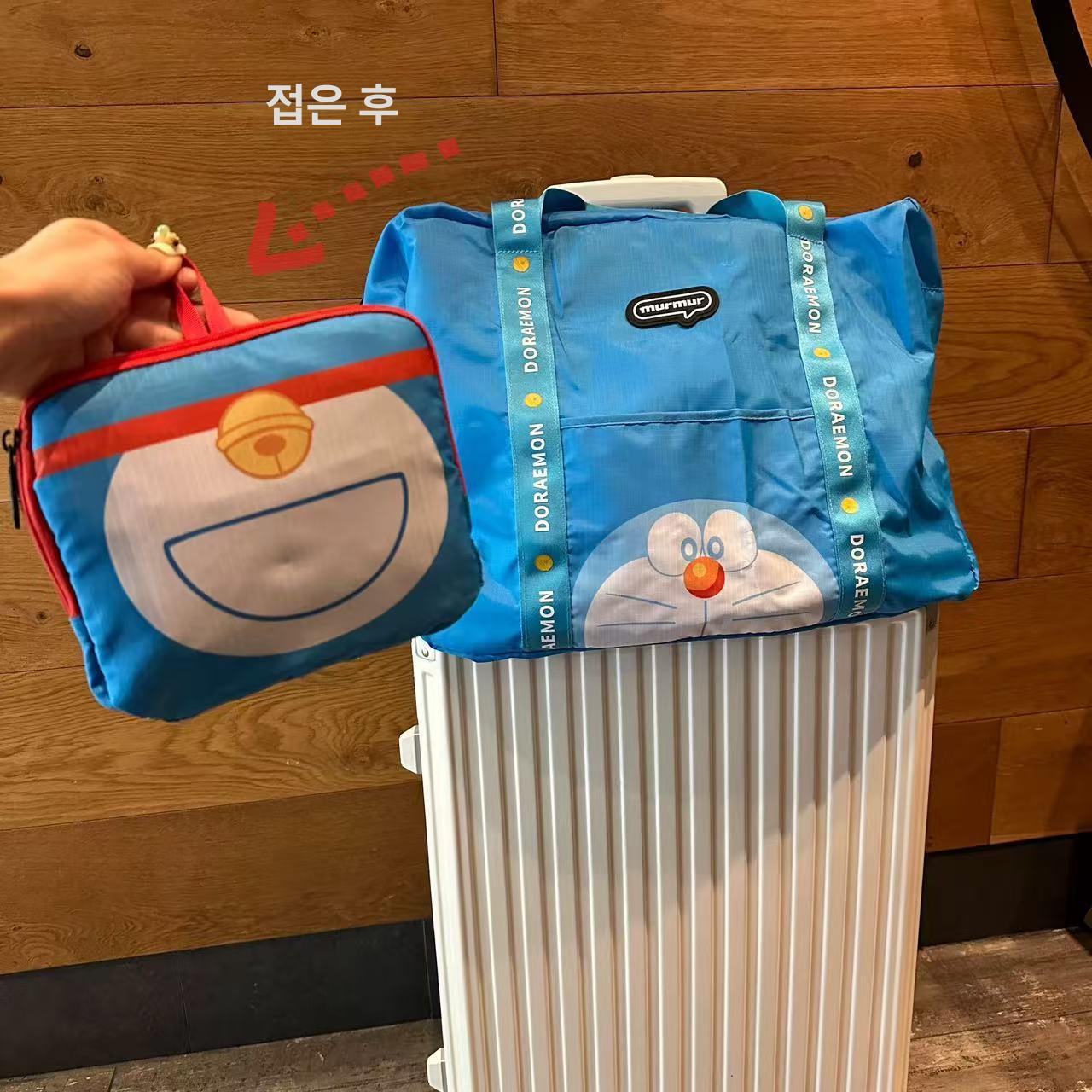도라에몽 귀여운 대용량 파우치 메이크업 터치업 여행 접이식 보관 비행기 공항 가방 도라에몽 여행용 가방 - 상세 이미지 4