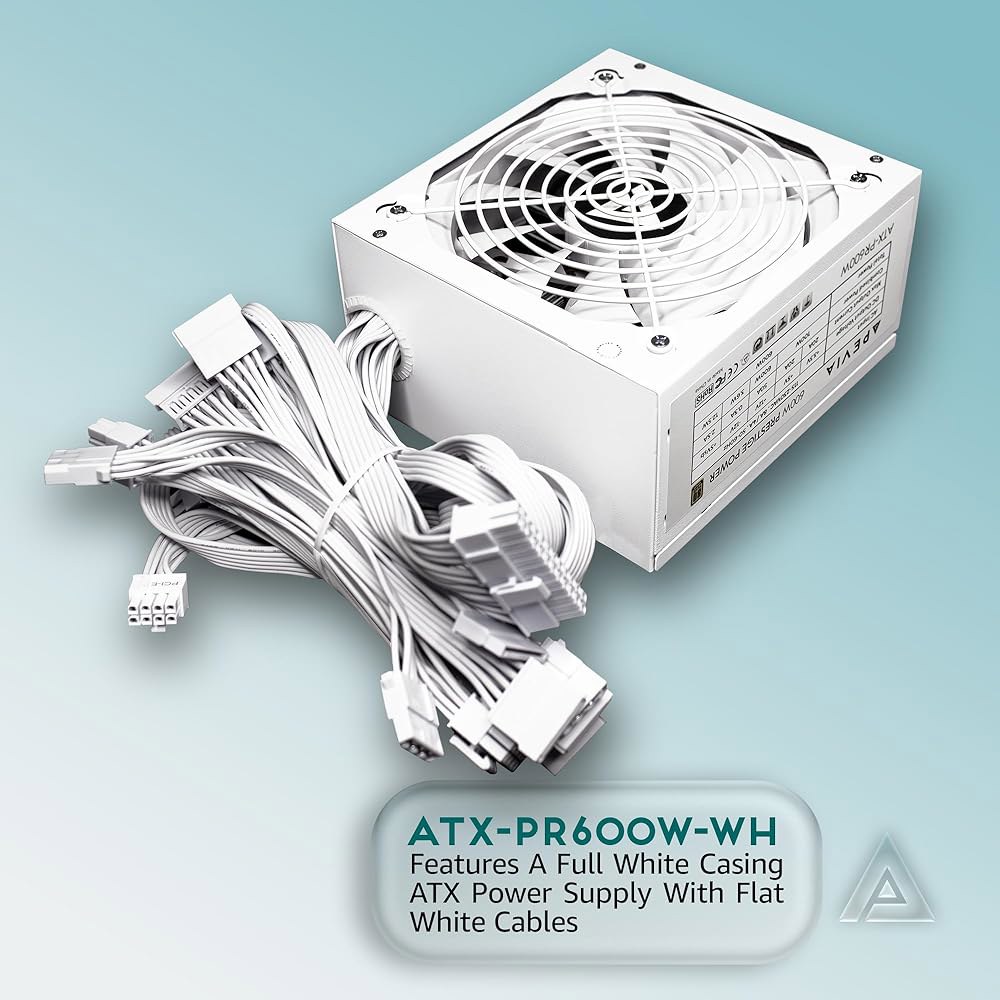아페비아 ATX-PR600W-WH 프레스티지 600W 80+ 골드 인증, RoHS 규정 준수, 액티브 PFC ATX 게이밍 전원 공급 장치 화이트 600W non-PCIE 5.0 - 상세 이미지 2