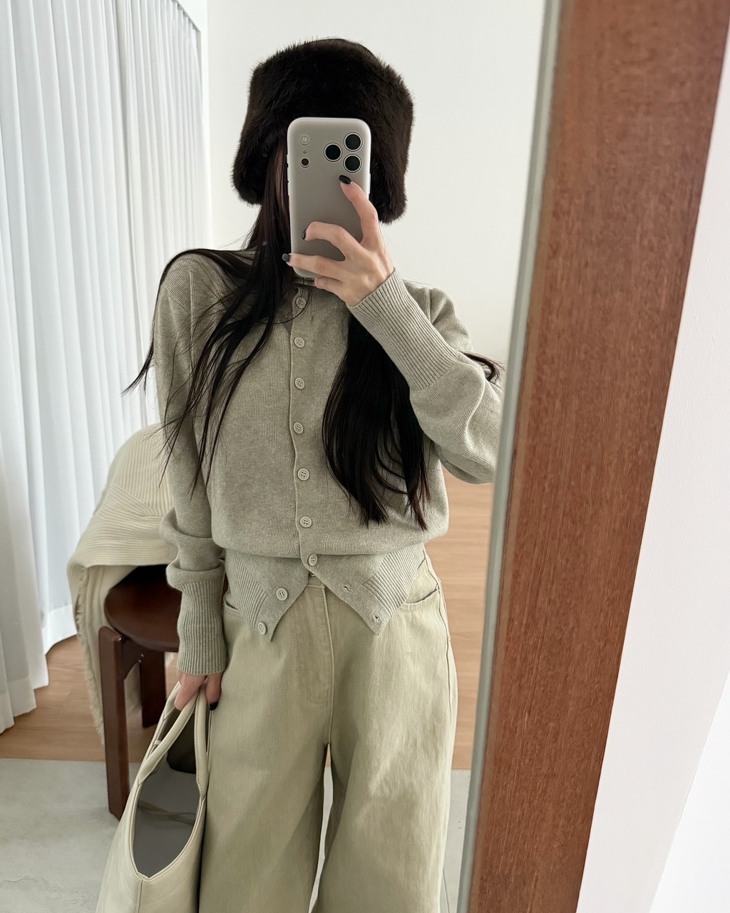 챠프 여성 레이어드 이너 골지 폴라 가디건 이미지 2