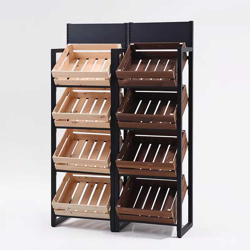 우드 진열대 카페 장식 선반 과일 베이커리 분류 디피 52x35x160cm / 천연색 바구니 이미지 8
