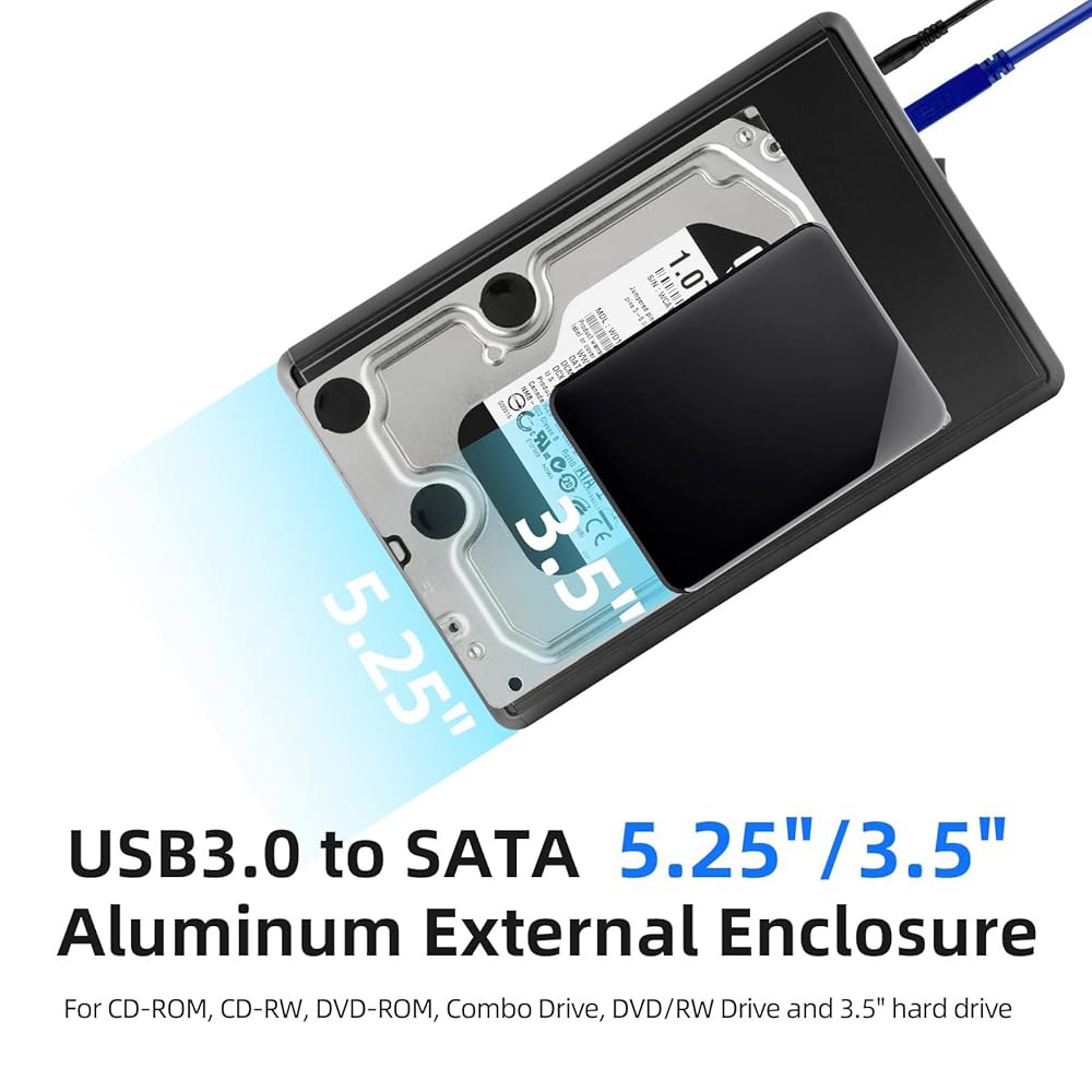 USB 3.0에서 5.25인치 /3.5인치 하드 드라이브 인클로저, SATA 알루미늄 인클로저 디자인 - CD-ROM, DVD-ROM, 콤보 및 DVD/RW (ME-535U3) - 상세 이미지 2