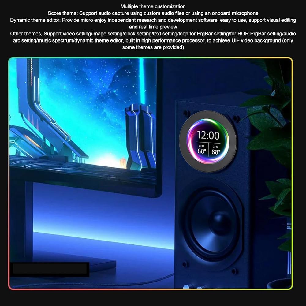 2.1인치 AIO 컴퓨터 온도 모니터, CPU 쿨러 LCD 디스플레이 화면 업그레이드 키트, 수냉식 시스템용 PC 센서 패널 AIDA64용(블랙) Black - 상세 이미지 3