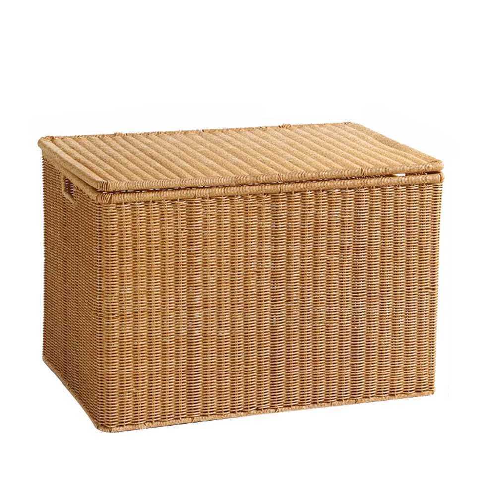라탄 바구니 초대형 주방 캐비닛 보관 와이드 왕골 50x35x30/31cm 라이트 브라운 - 상품 이미지