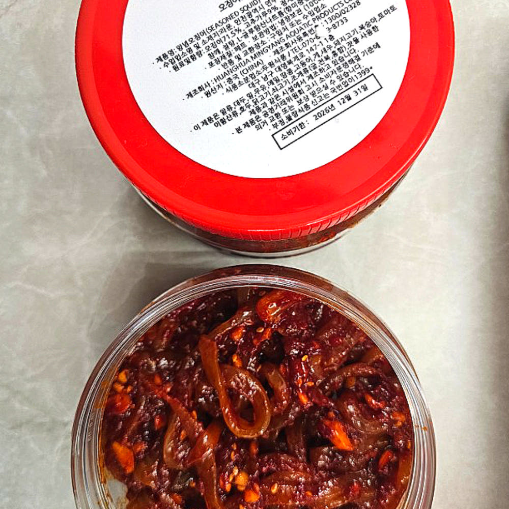 오징어젓갈 마늘 깨 양념 강경 오징어젓 대용량 업소용 선물용 가정용 도매 250g, 8개 - 상세 이미지 3