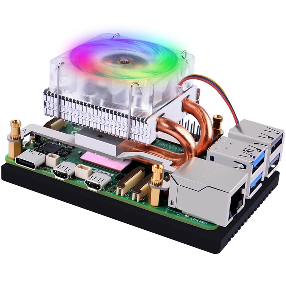라즈베리 파이 5용 GeeekPi 로우 프로파일 CPU 쿨러, 알루미늄 방열판 포함 4핀 팬 8GB 4GB - 상품 이미지