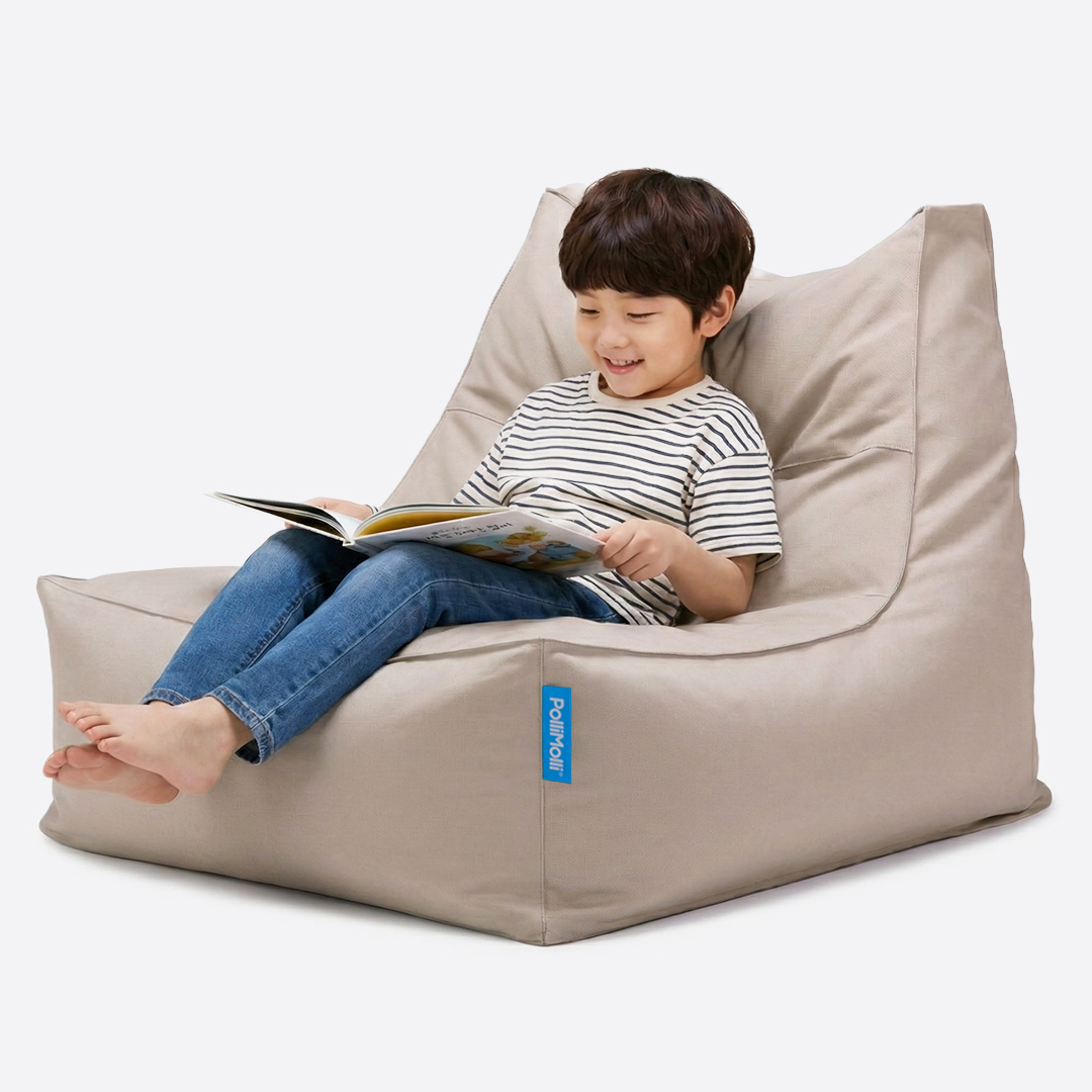 폴리몰리 607S 유아 키즈 코튼 빈백 소파 아동 의자 순면 방수 속커버, 웜그레이