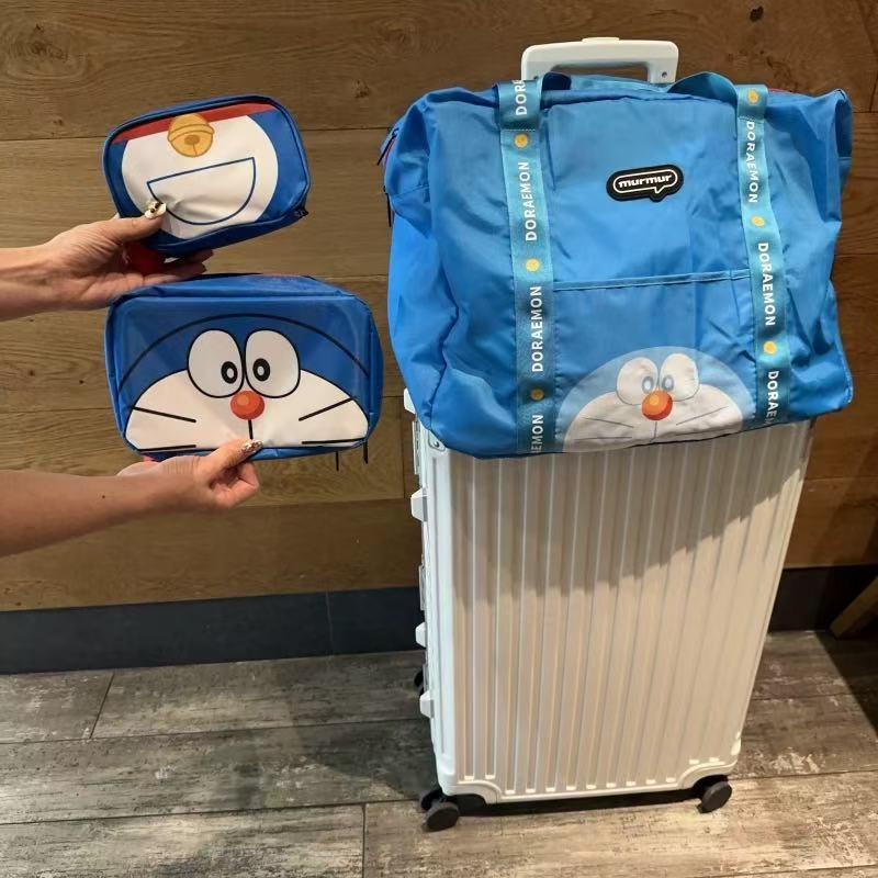 도라에몽 귀여운 대용량 파우치 메이크업 터치업 여행 접이식 보관 비행기 공항 가방 도라에몽 여행용 가방 - 상세 이미지 3