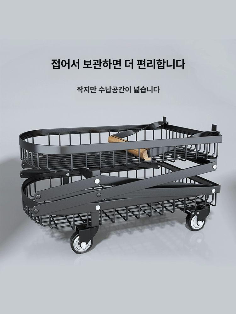 장바구니 카트 2단 접이식 쇼핑카트 시장 구루마 마트 운반 손수레 - 상세 이미지 5