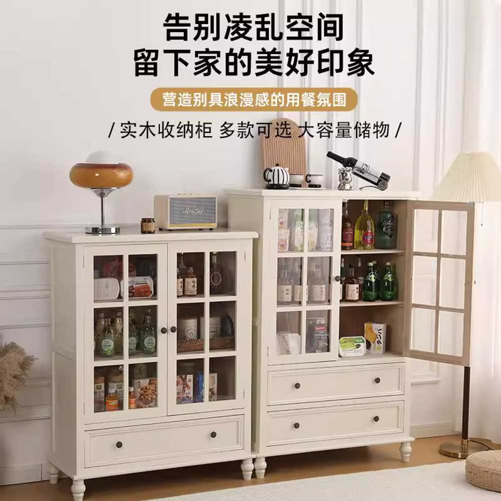원목그릇장 빈티지 수납함 주방 레트로 홈카페 키친랙 브라운 1단 서랍 - 상세 이미지 2