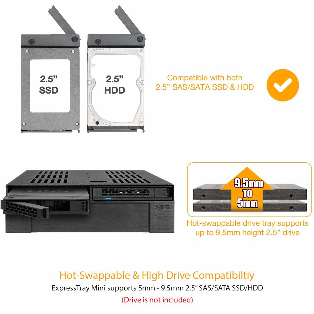 ICY DOK 2 Bay 2.5 SAS /SATA HDD / SSD 모바일 랙 + 3.5인치 외장 5.25인치 베이 슬롯 | ExpressCage MB322SP-B - 상세 이미지 3